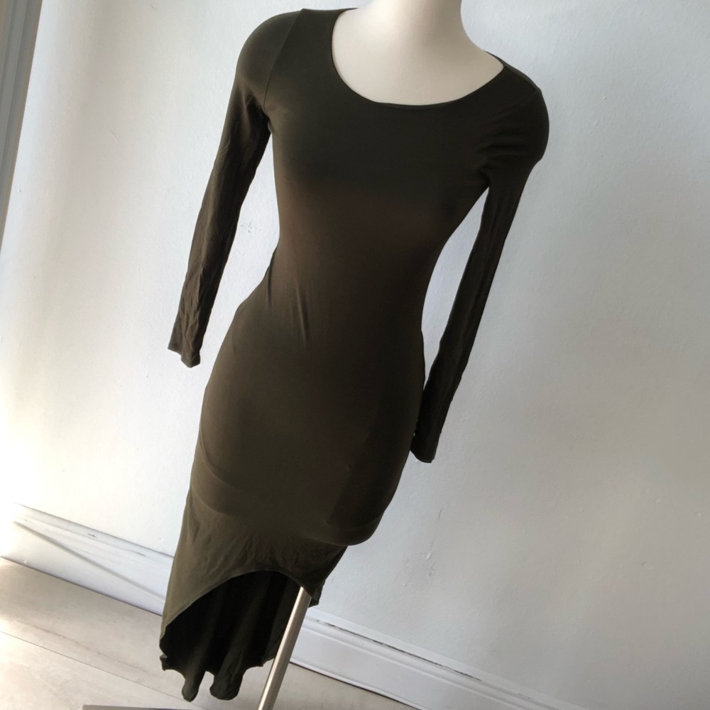 Olive green long dress